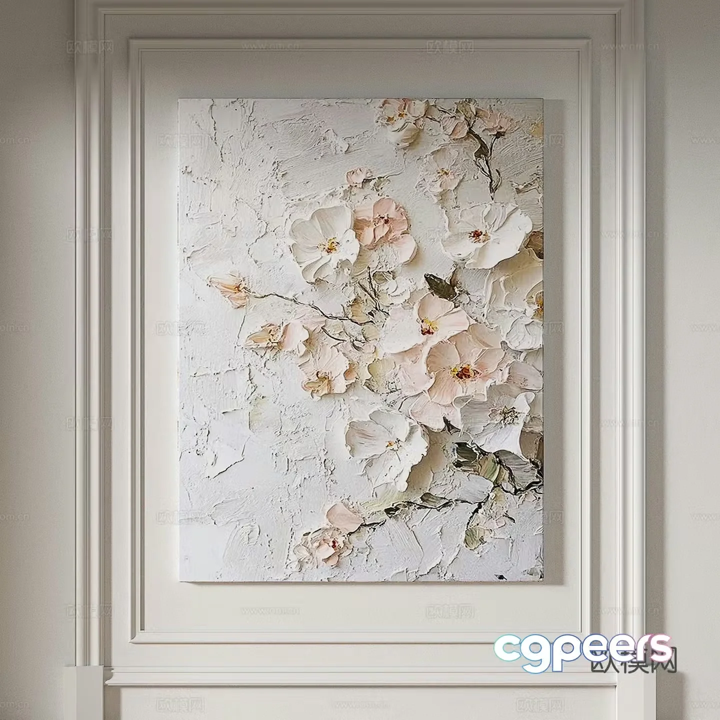 Modern creamy style simple texture abstract light luxury wasabi three-dimensional decorative painting 3d model