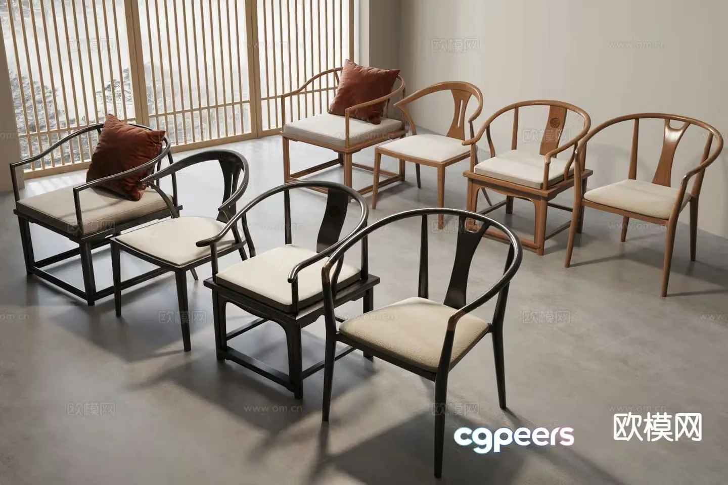 New Chinese style chair armchair 3d model
