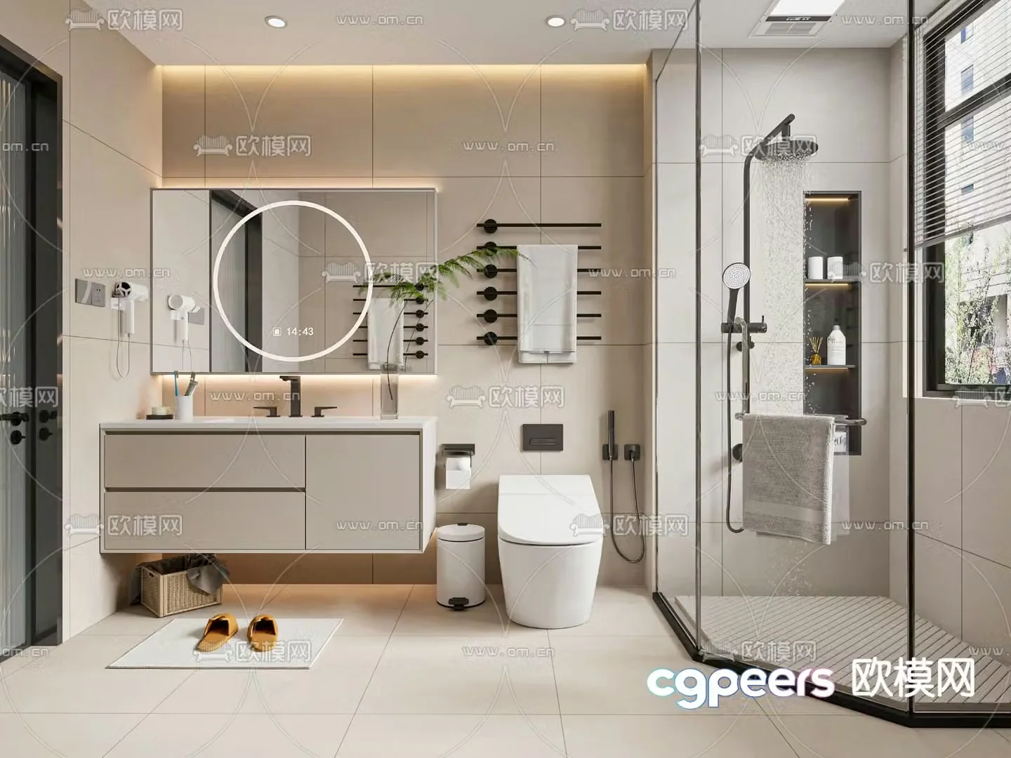 Modern bathroom bathroom toilet 3d model
