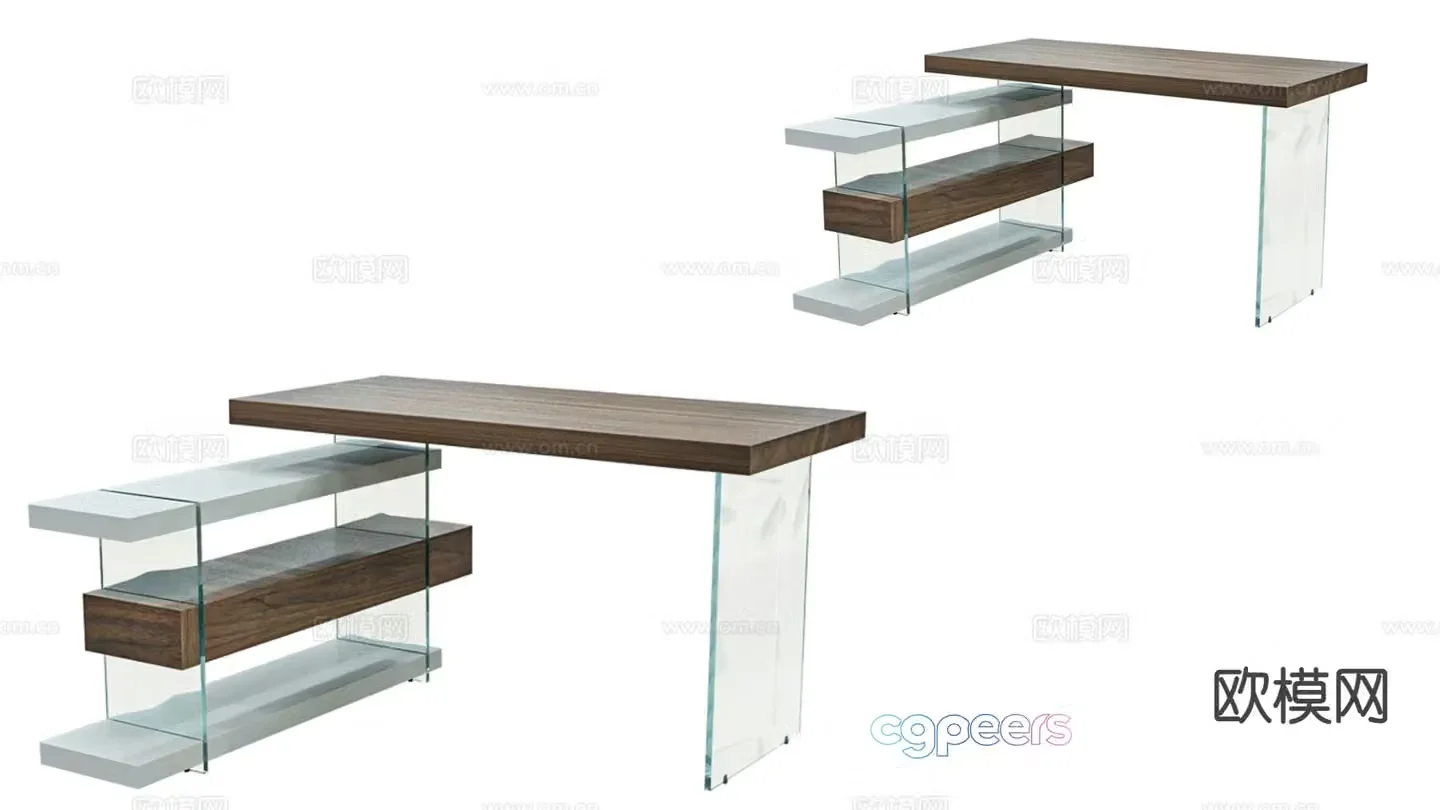 modern desk desk 3d model