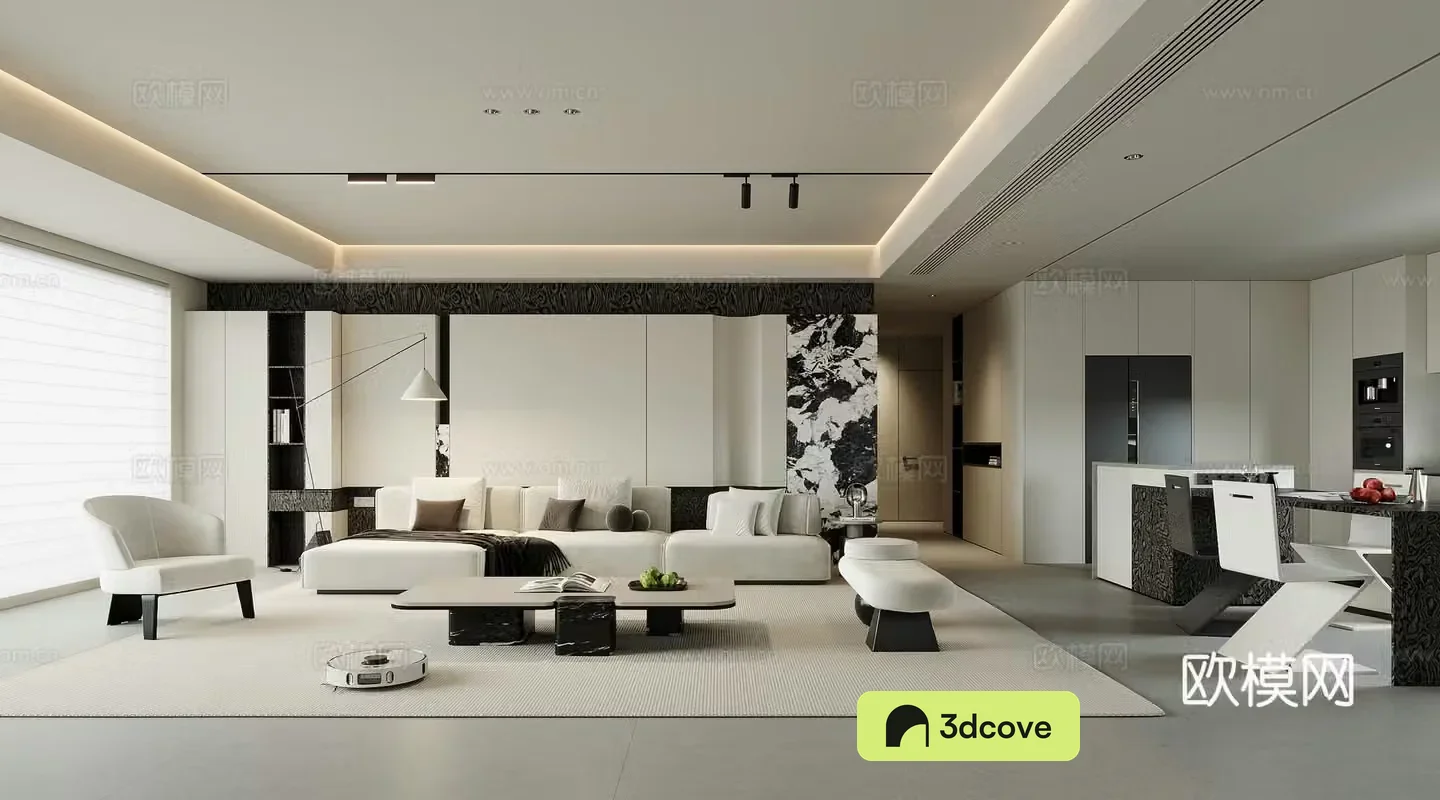 Modern living and dining room