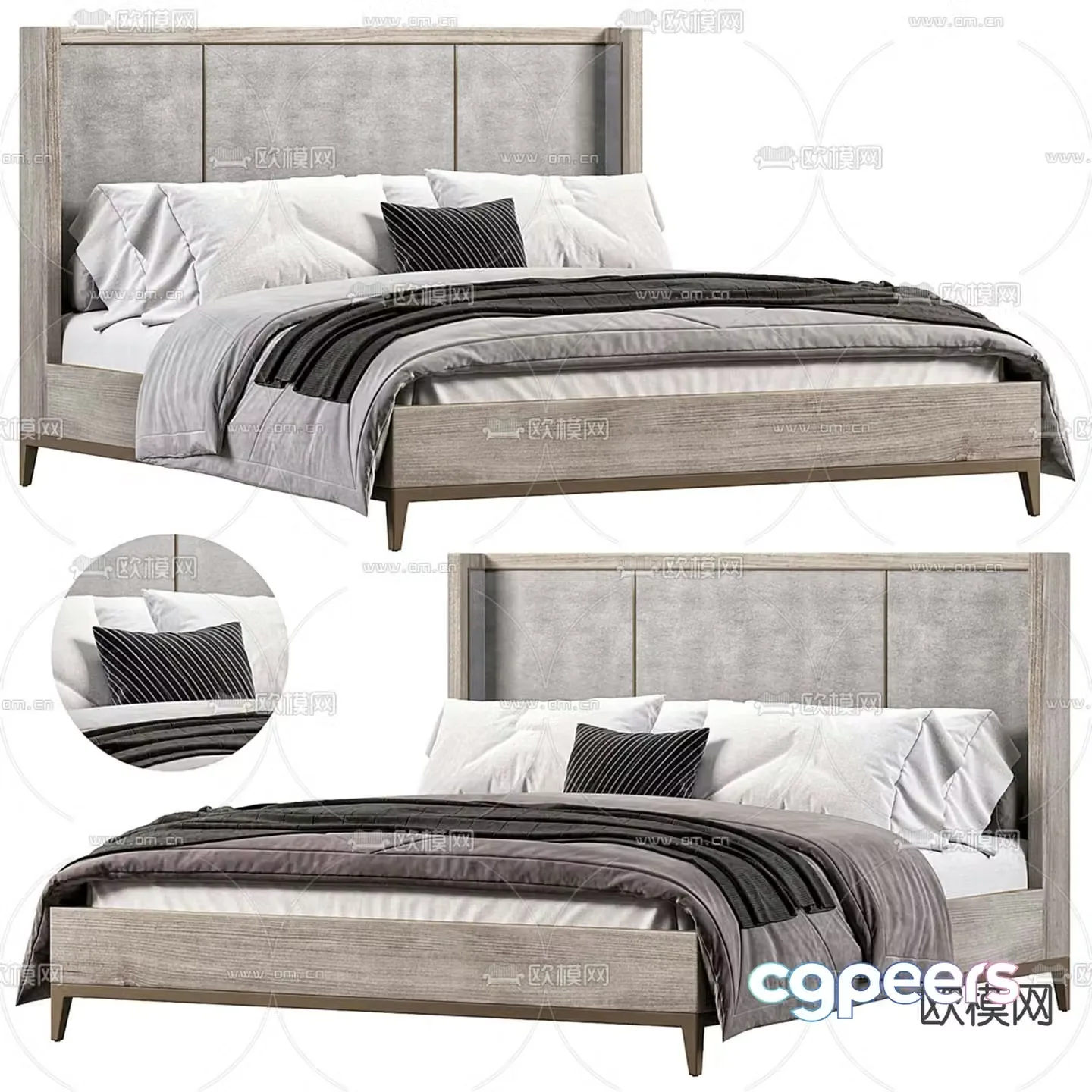 Arhaus double bed 3d model