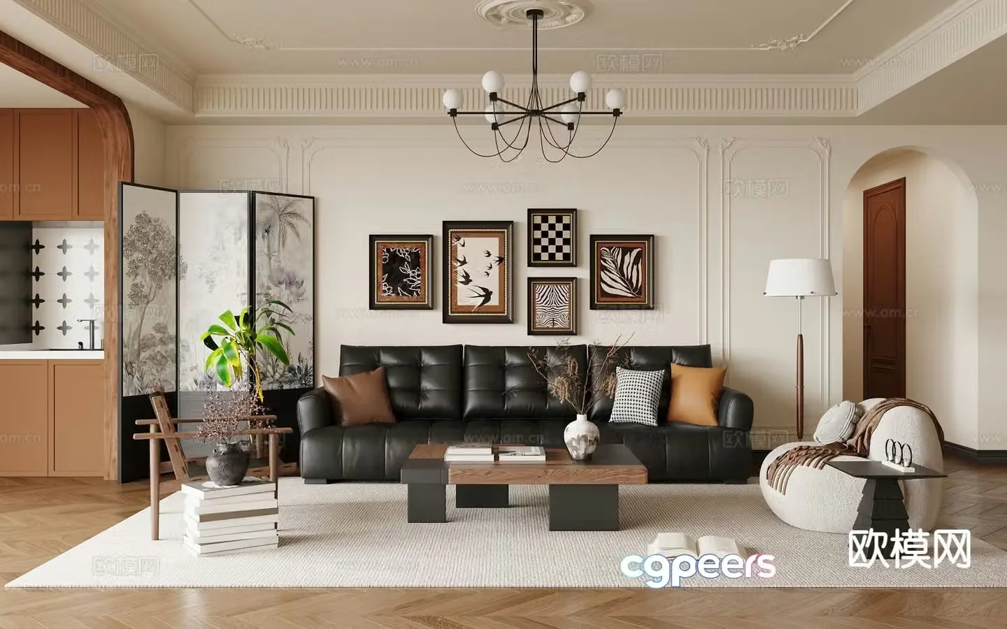 Medieval style living room 3D model