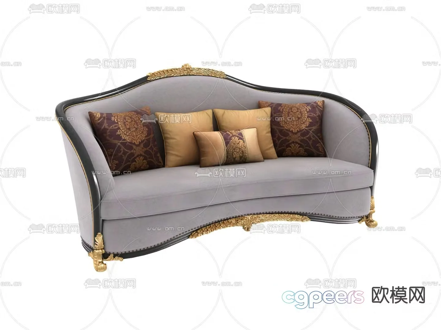 French multi-seater sofa 3d model