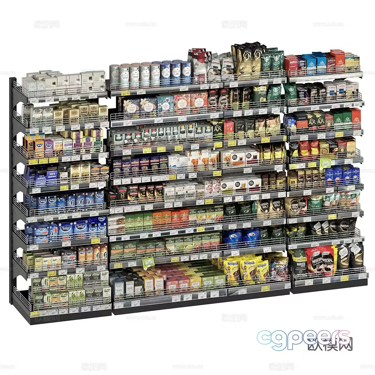 Supermarket shelves snack shelves 3d model