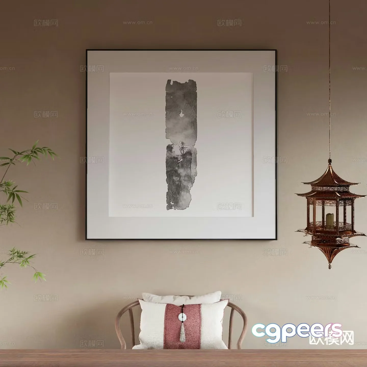 New Chinese style decorative painting art painting hanging painting 3d model
