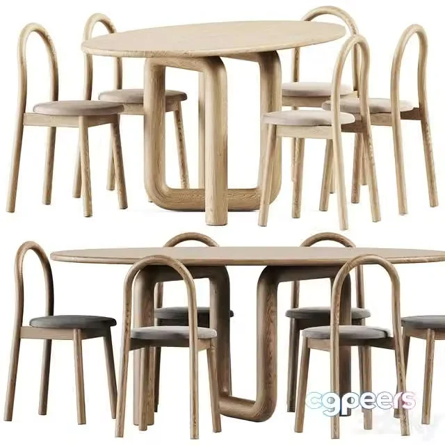 3ds Max Free – Oval Mono Table by Objects & Ideas and Bobby Upholstered Chair by DesignByThem