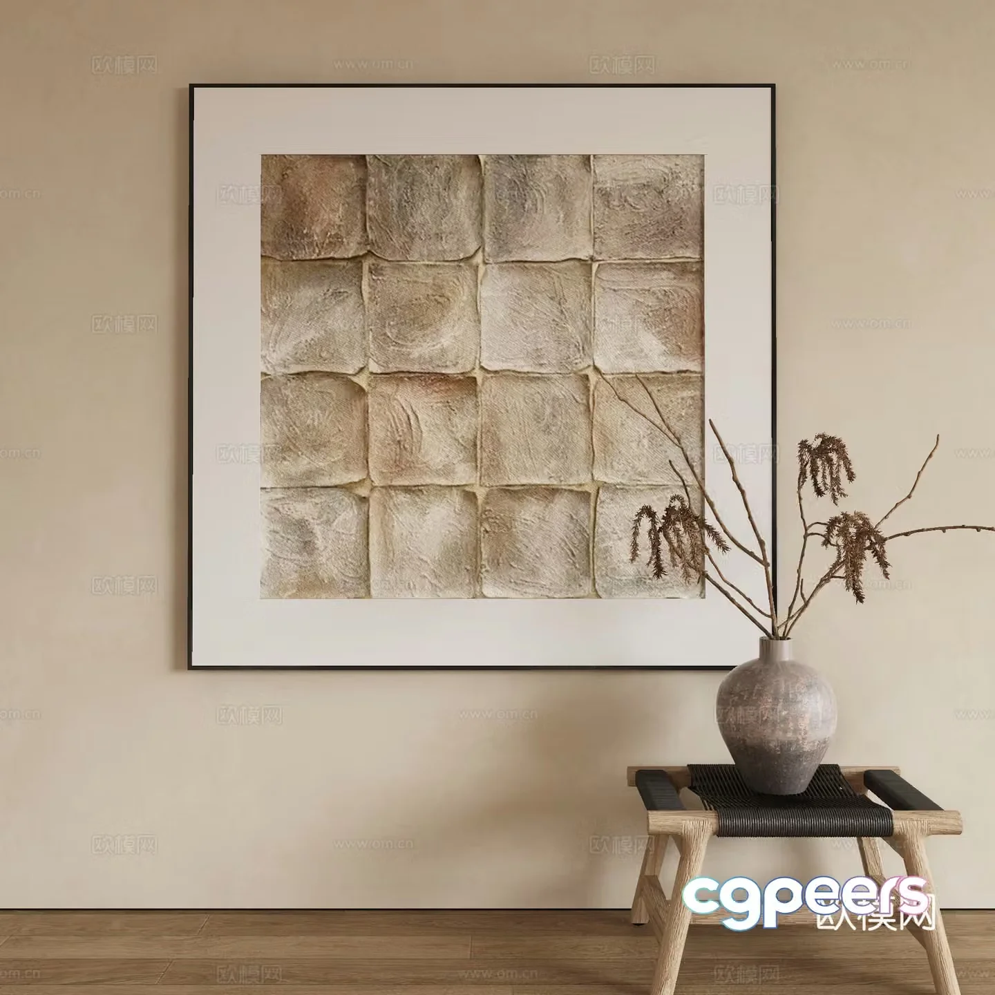Modern texture painting decorative painting 3d model