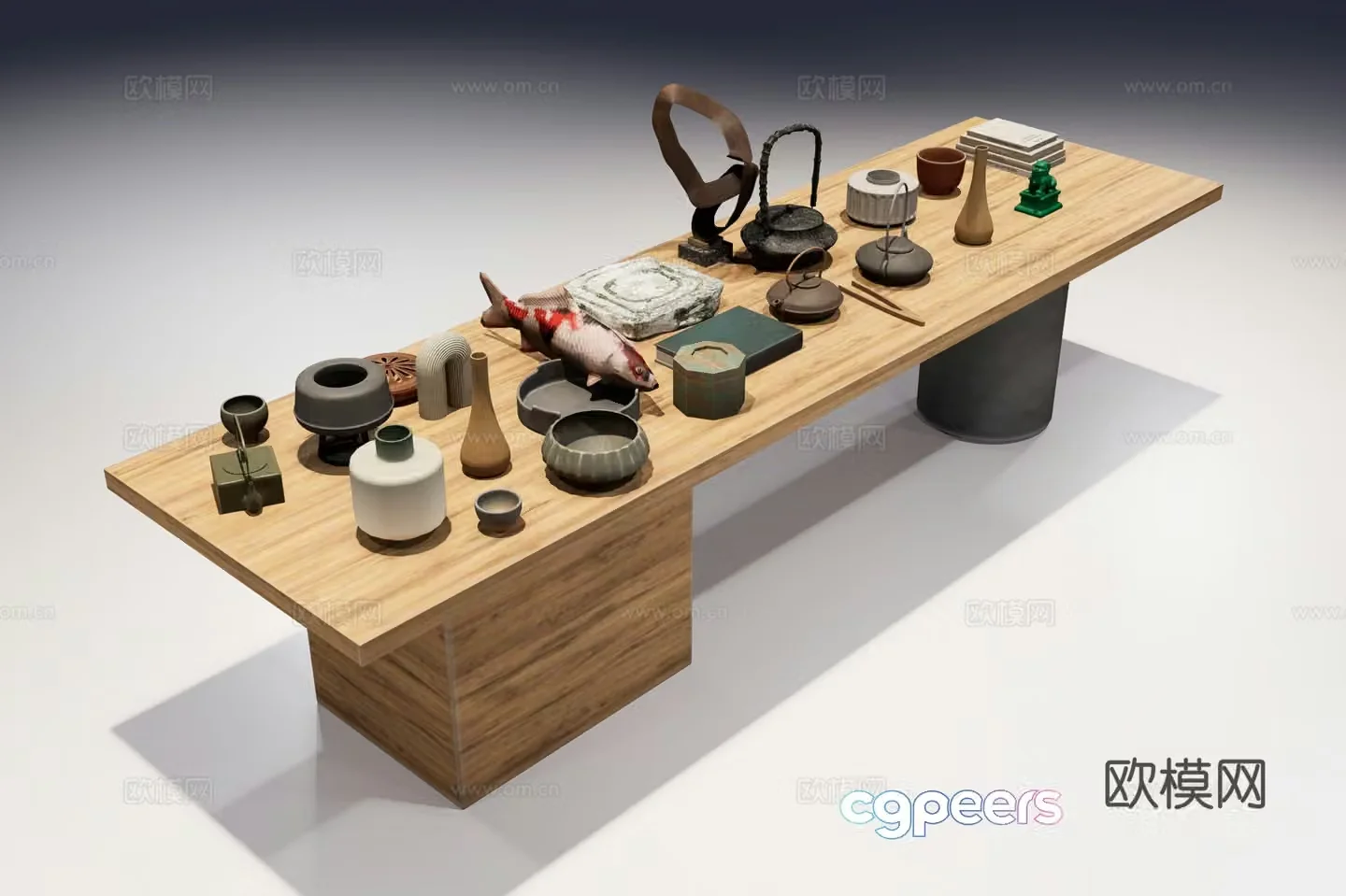 Tea table tea set ornament 3d model