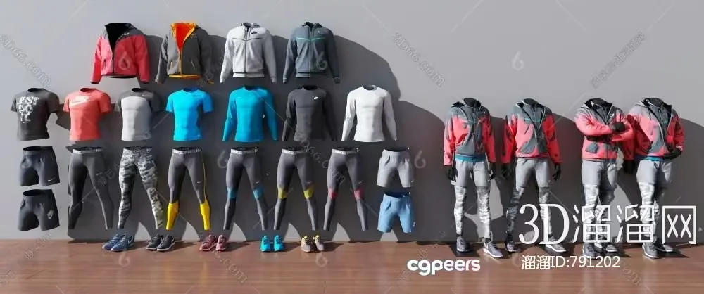 A Collection Of Athletic Wear 3D Model – 10558 – VRAY Render