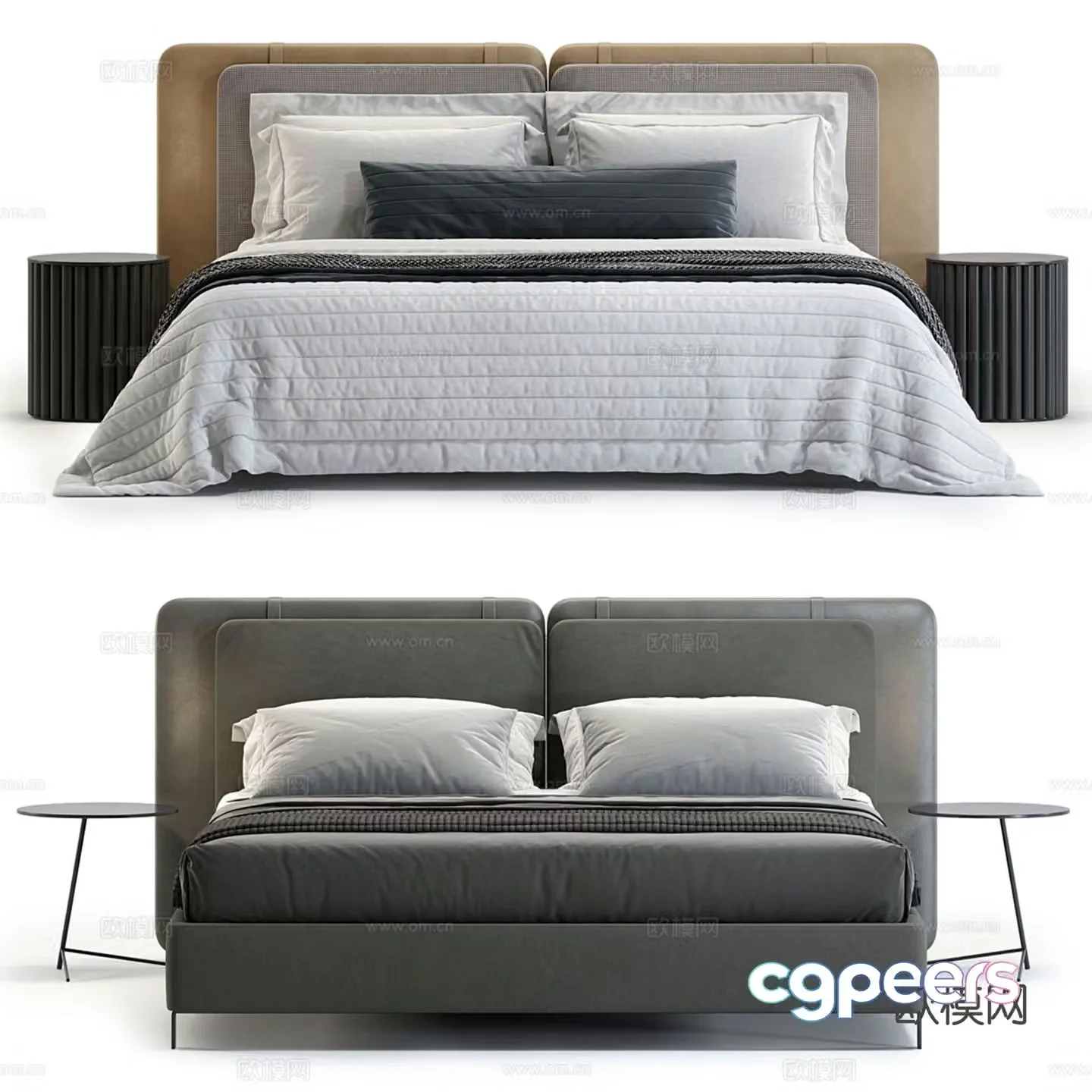 Modern double bed 3d model