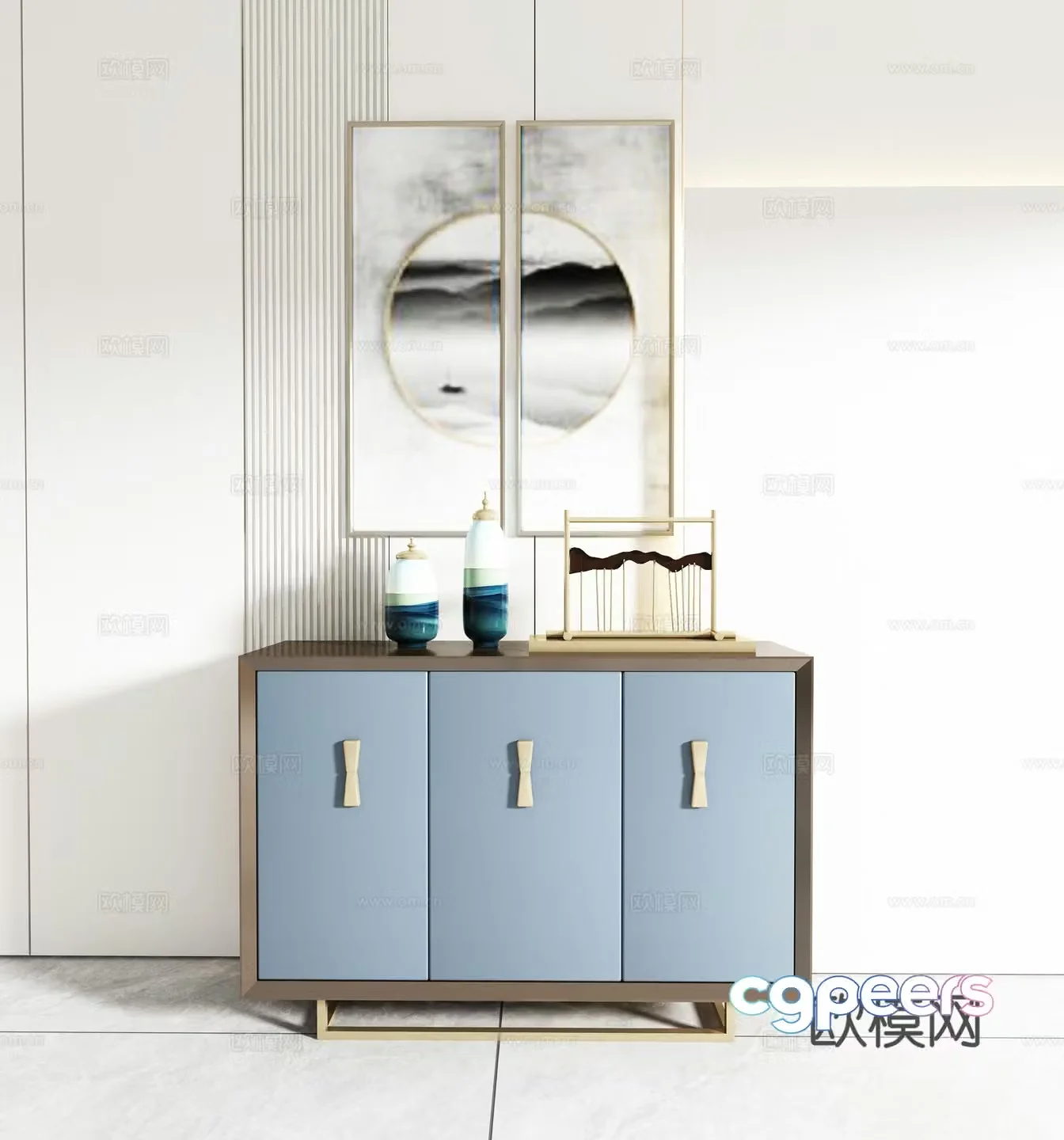 New Chinese side cabinet entrance cabinet 3D model