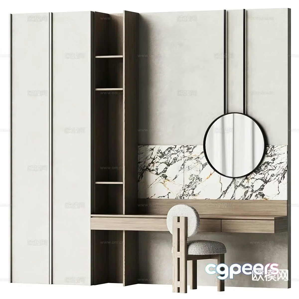 Italian dressing table integrated dressing table 3d model