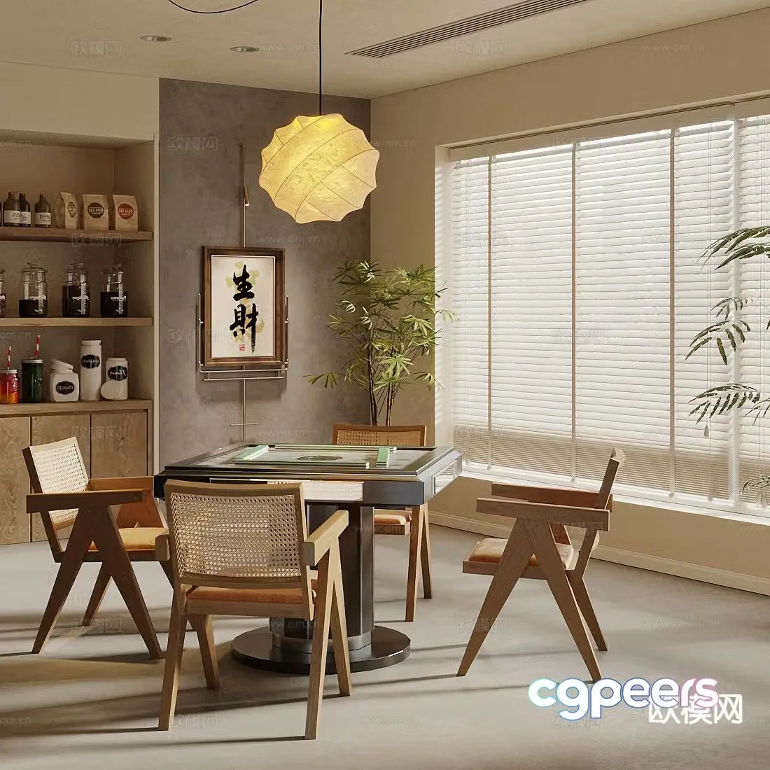 New Chinese chess and card room Mahjong room 3D model
