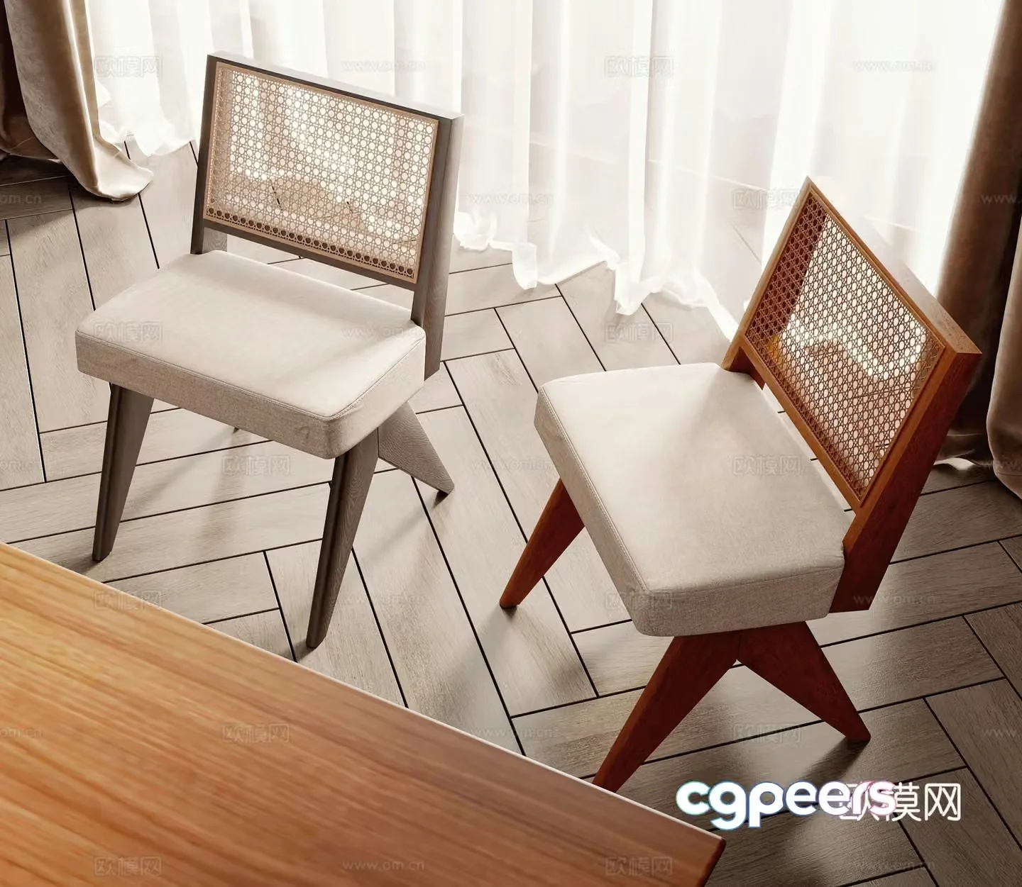 Wabi-sabi style chair single chair 3d model