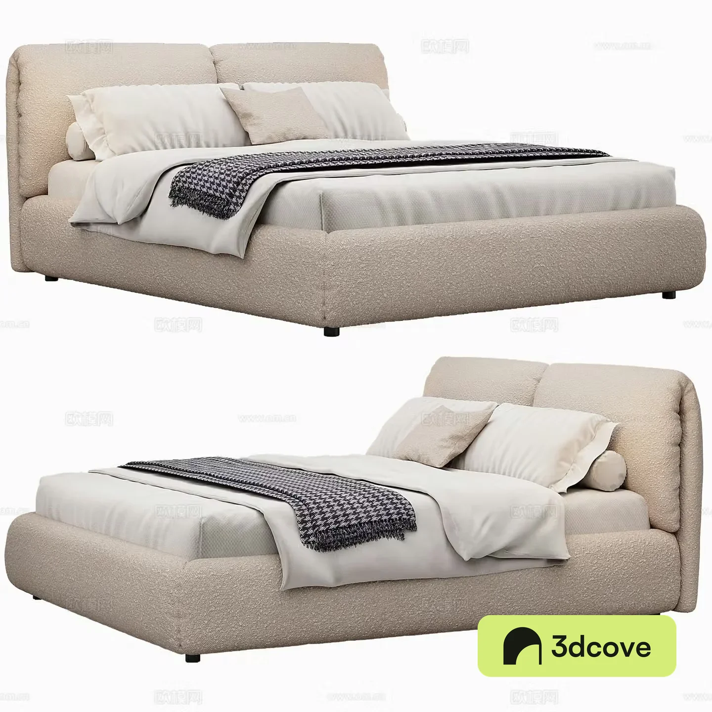 Modern fabric double bed bedding mattress pillow