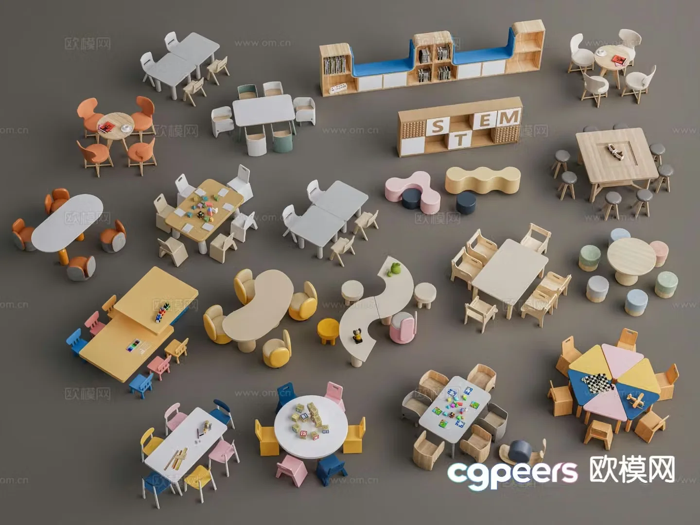 Modern children’s table and chair 3d model