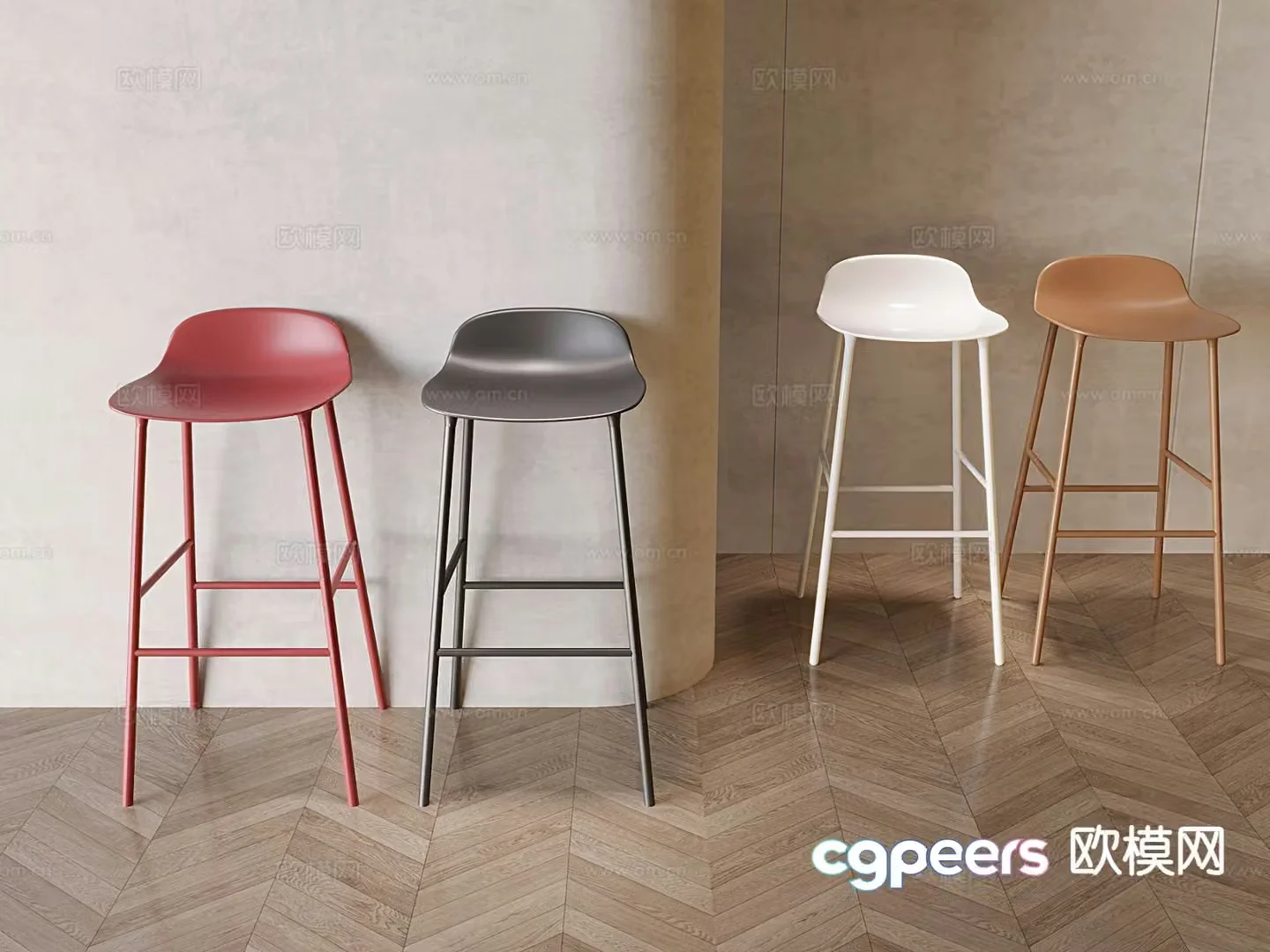 Nordic bar stool bar stool high stool 3d model