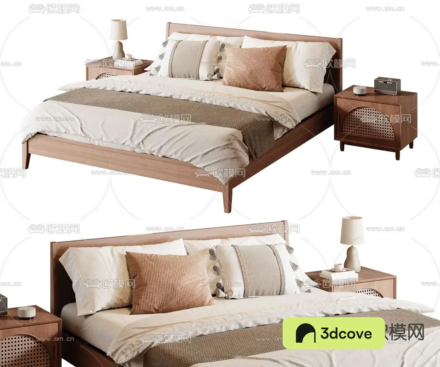 Wabi-sabi style double bed