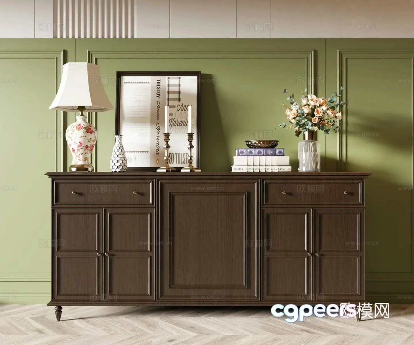 American side cabinet entrance cabinet 3D model