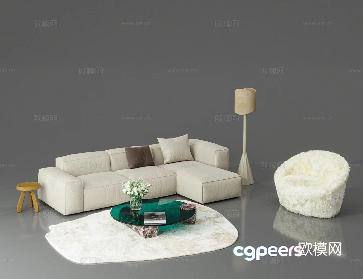 Modern sectional sofa 3d model