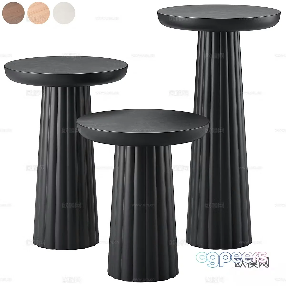 New Chinese style side several round several 3D model