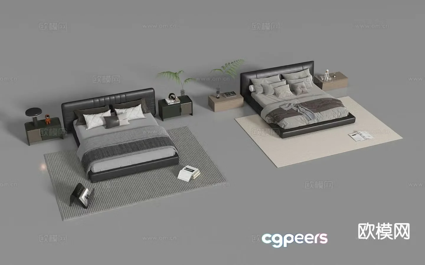 Modern double bed 3d model