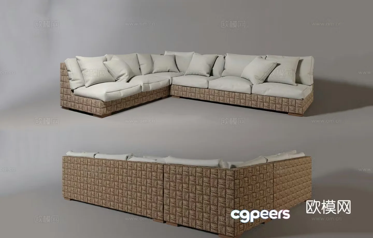 rattan sofa corner sofa 3d model
