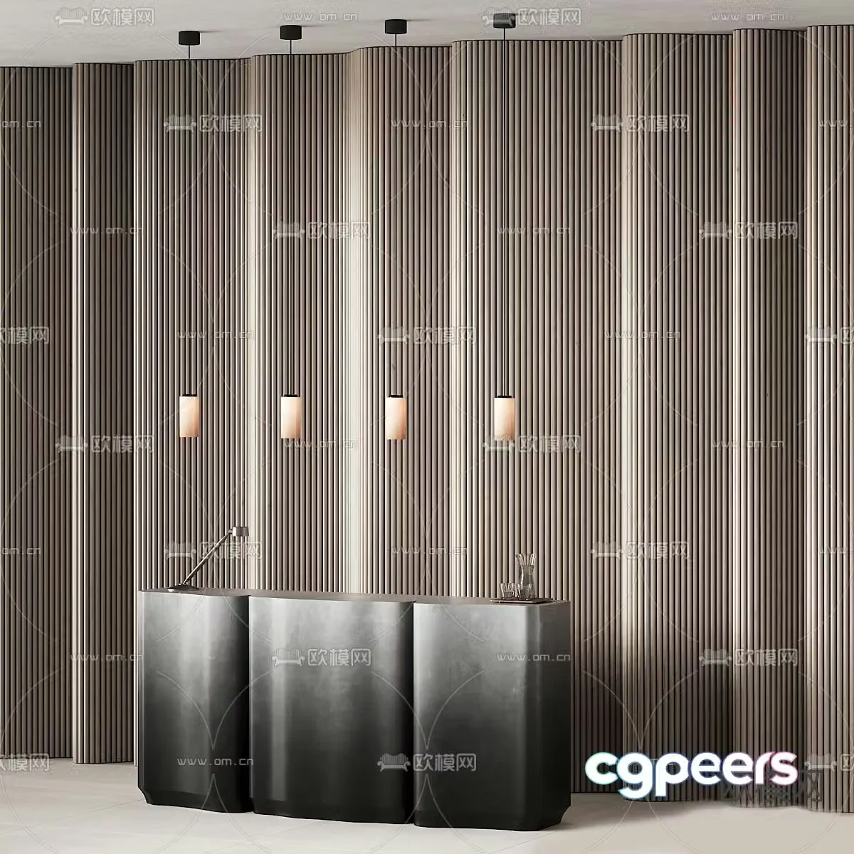 Front desk reception desk service desk 3d model