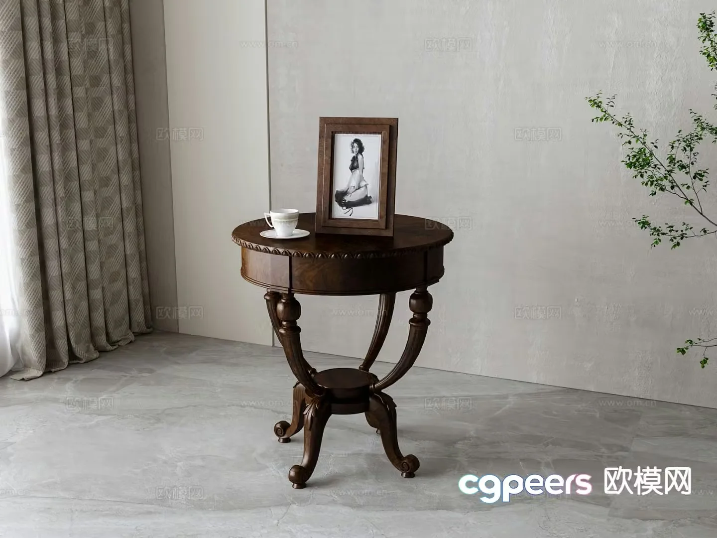 American round table corner table side table 3D model