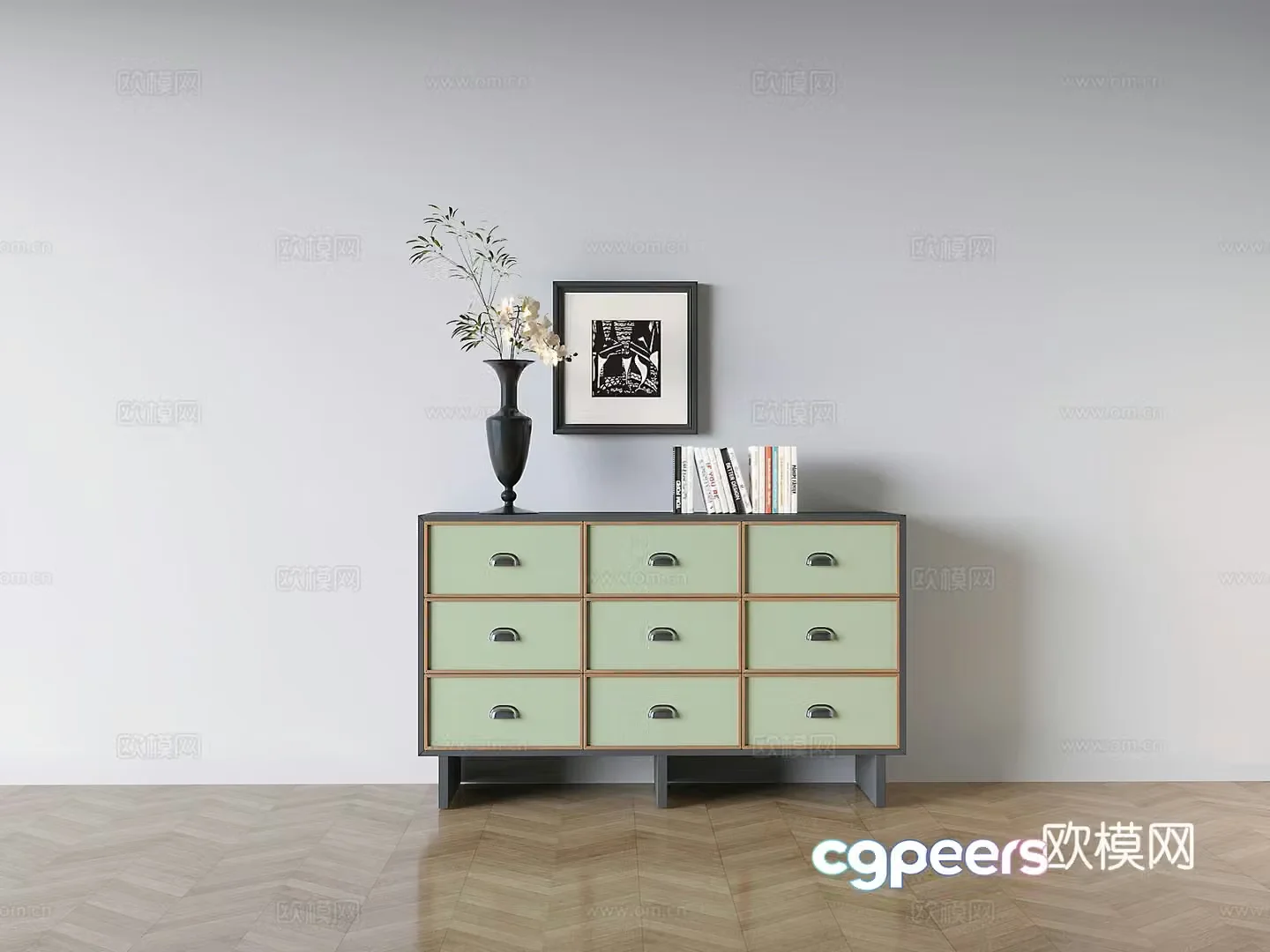 Light luxury side cabinet 3D model