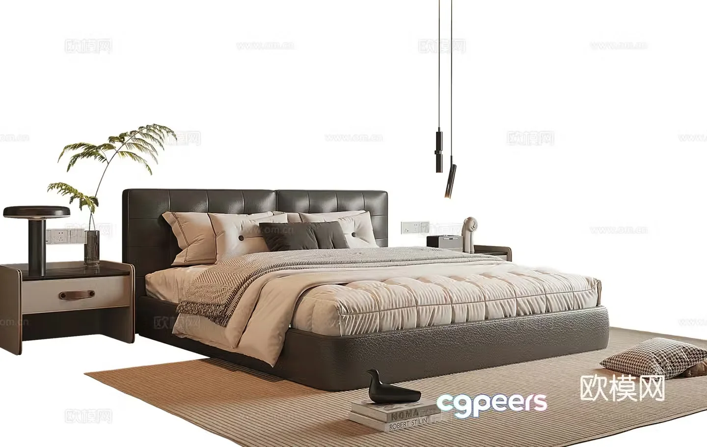 Italian double bed 3d model