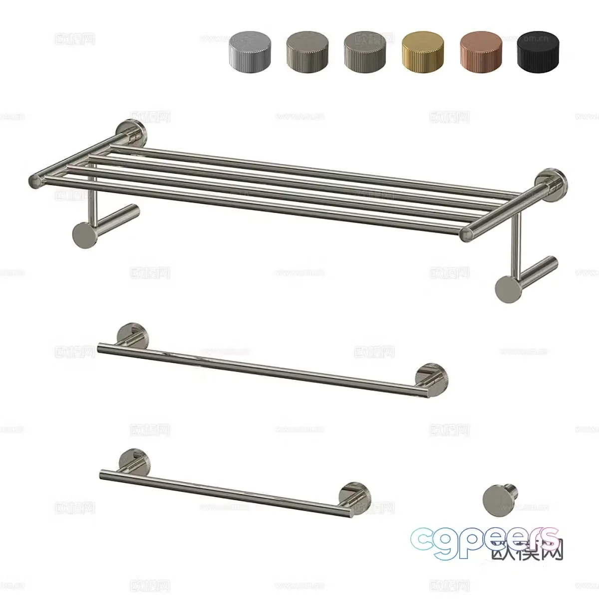 Modern stainless steel towel rack 3d model