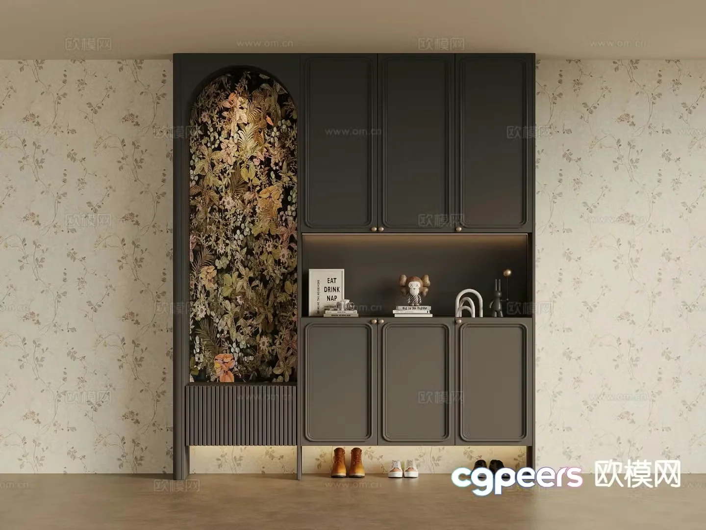 French style entry shoe cabinet 3d model