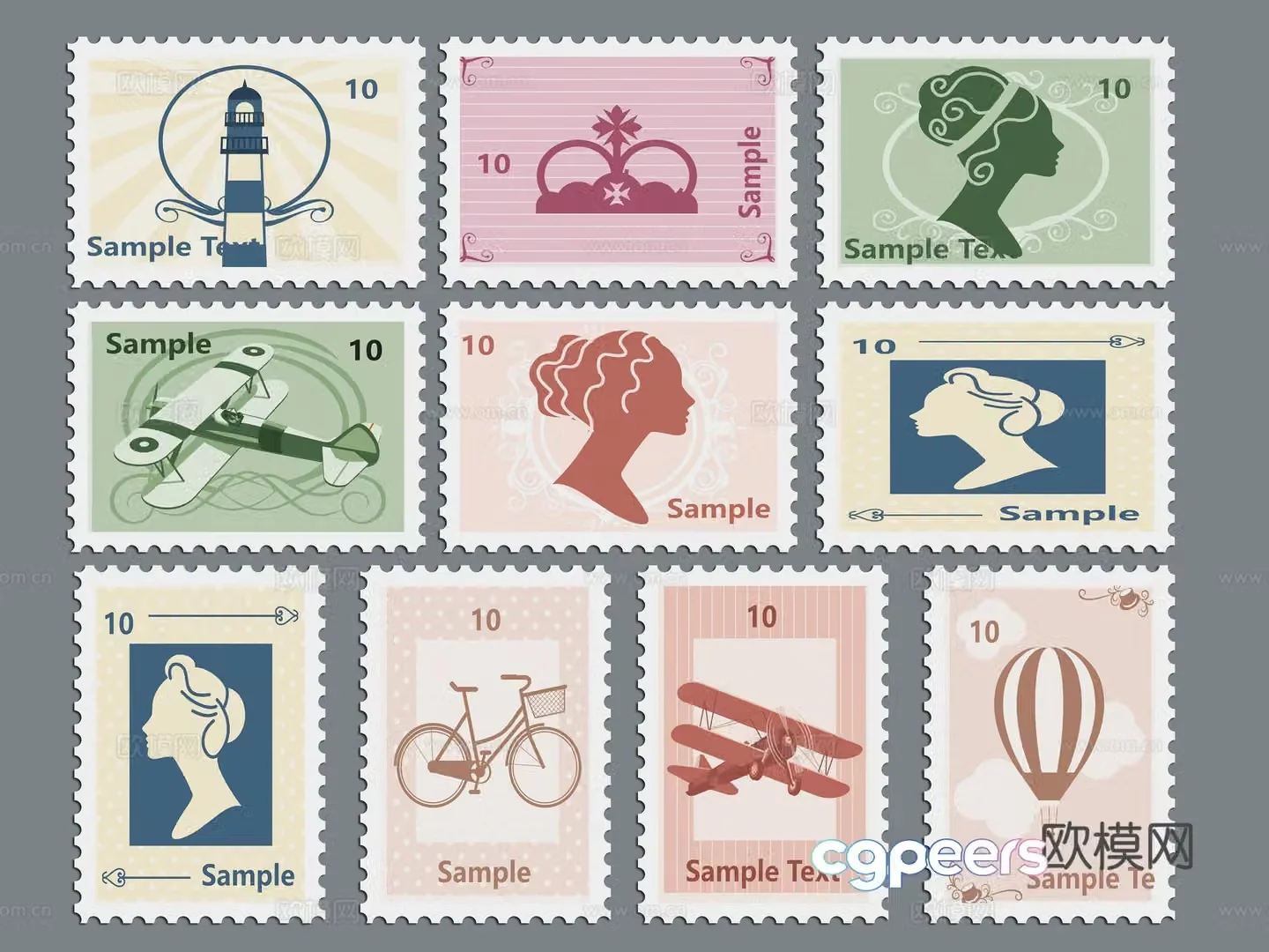 Postmark stamp stamp seal wall decoration decoration elements icon silhouette symbol travel stamp 3d model