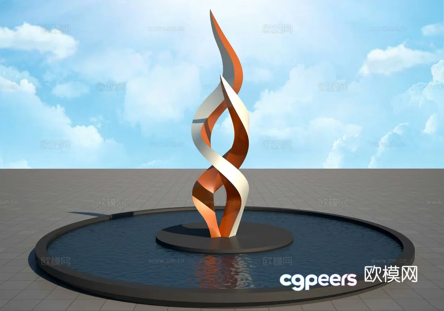 Abstract streamer twist sculpture 3d model