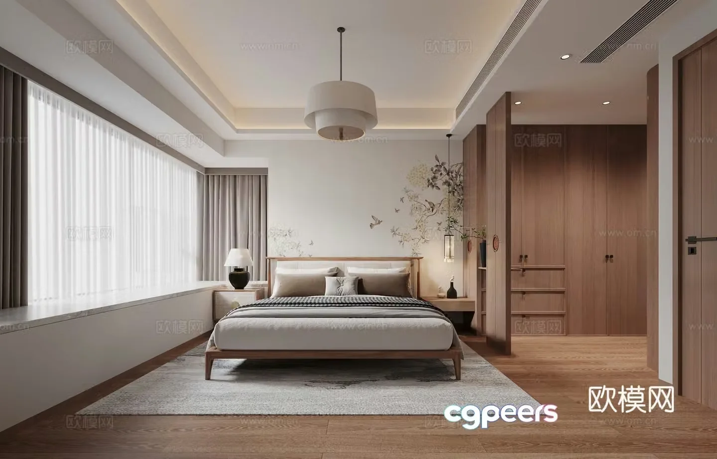 New Chinese bedroom 3D model