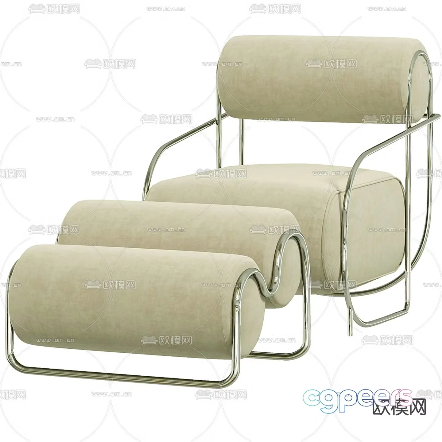 Light luxury lounge chair footrest leisure chair 3d model