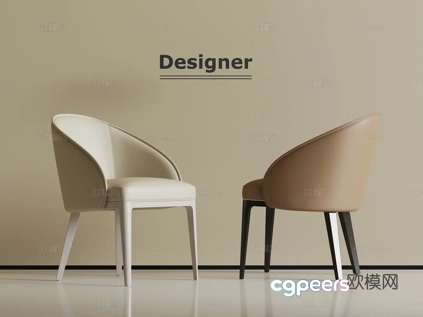 Modern light luxury single chair dining chair 3d model