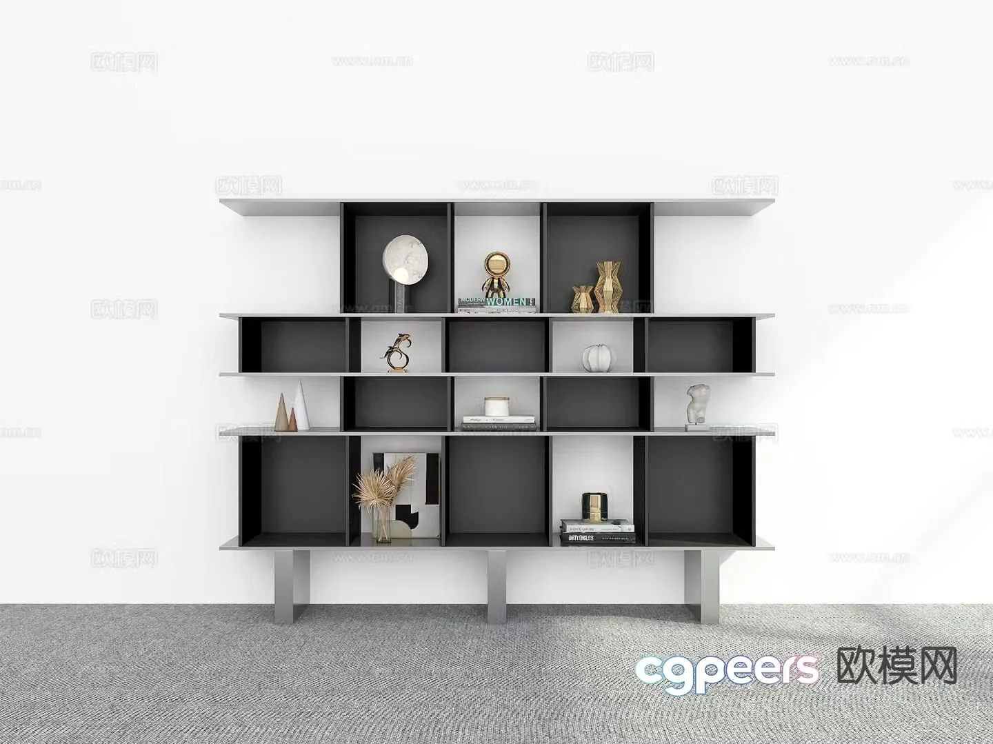 Modern bookshelf display rack 3d model