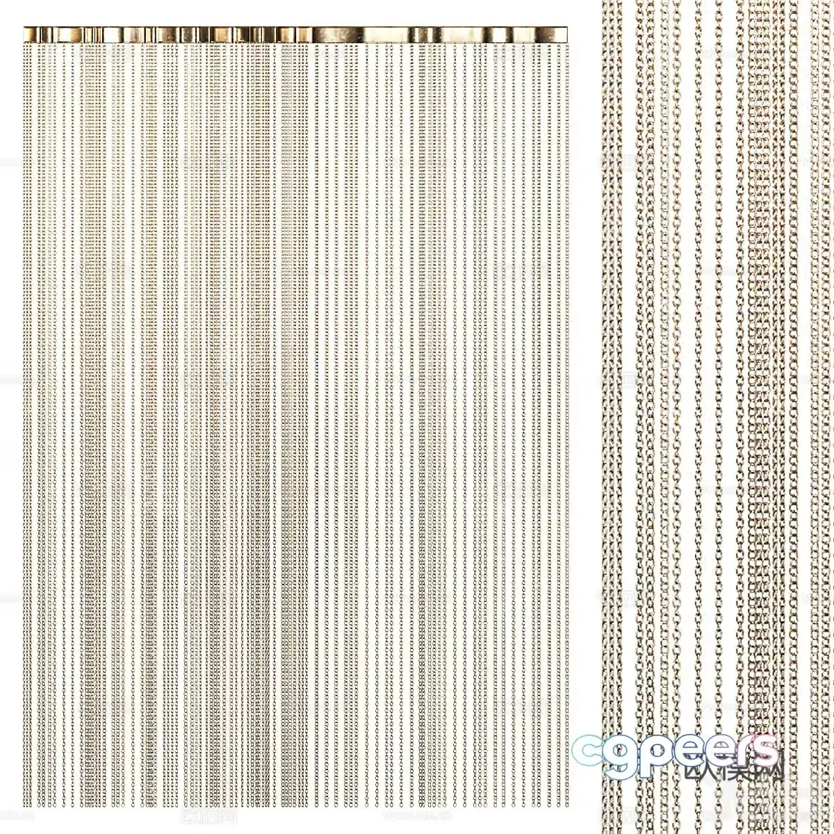 Modern light luxury chain hanging curtain metal door curtain wire curtain 3D model