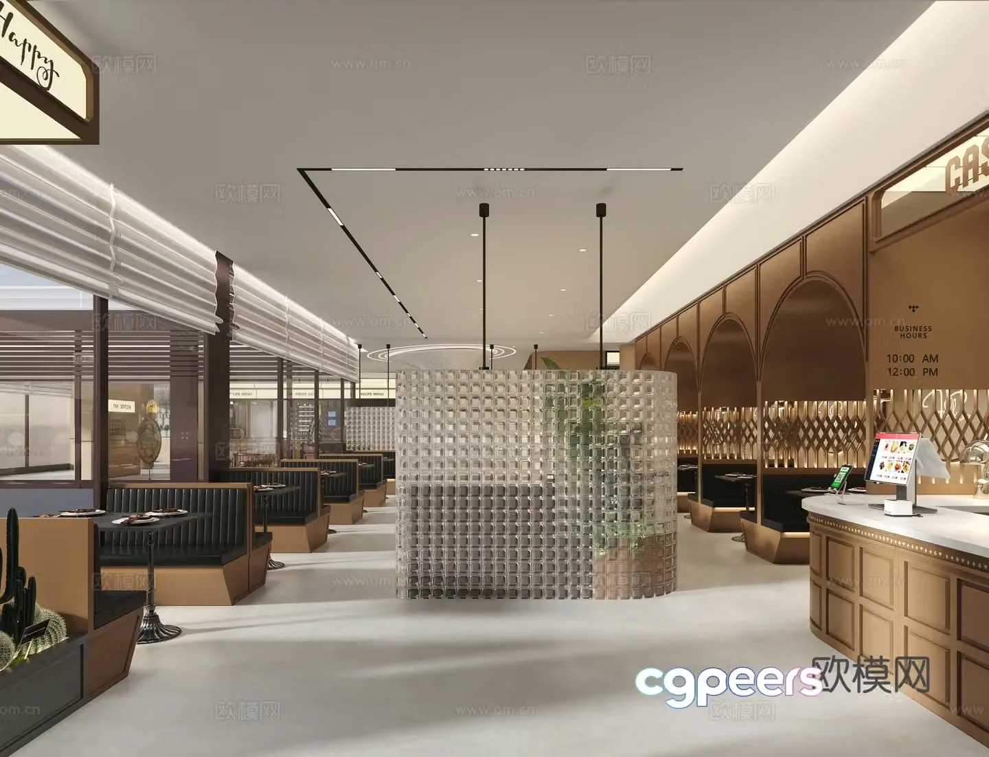 Modern casual western restaurant 3d model