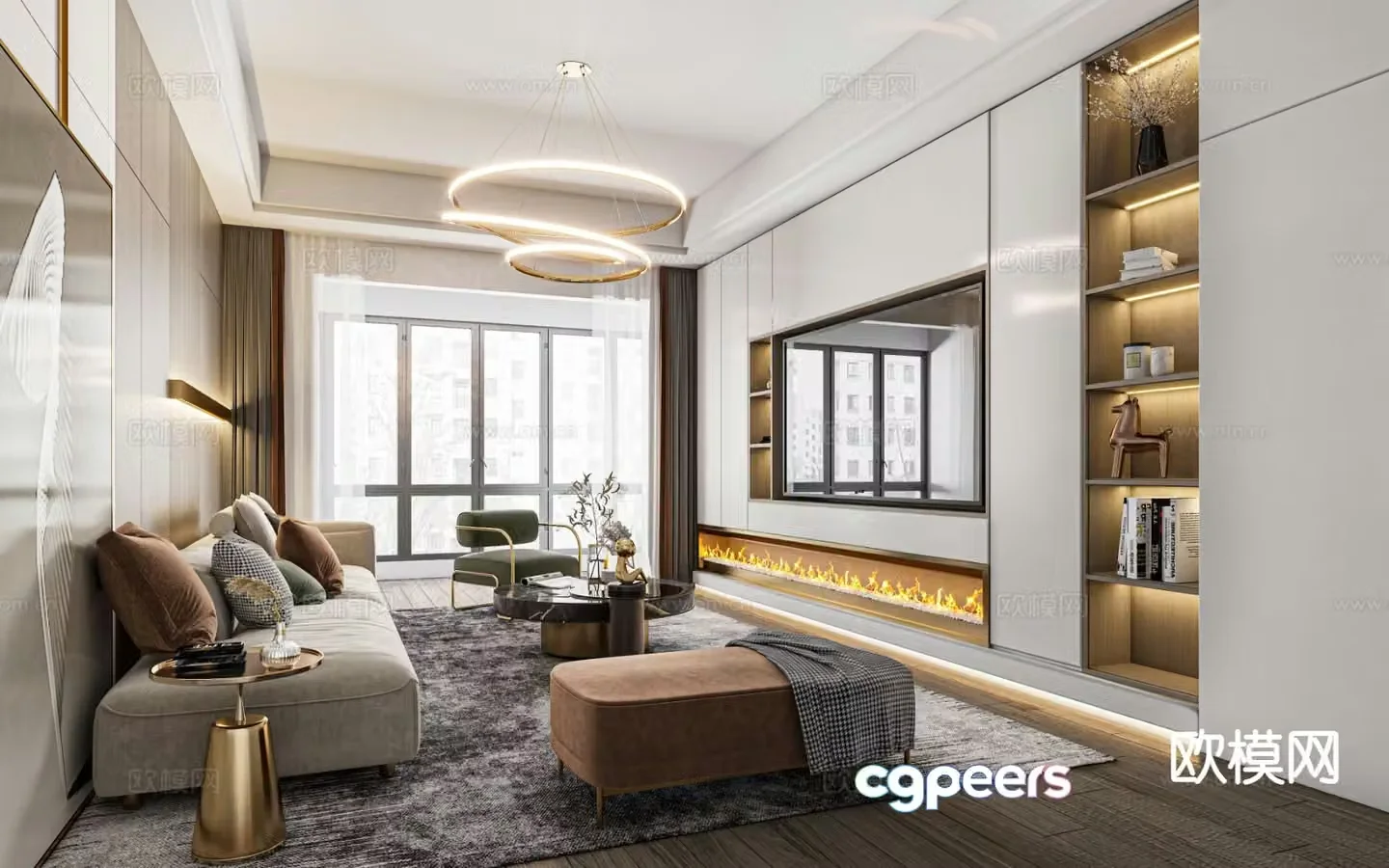 Italian light luxury living room 3D model