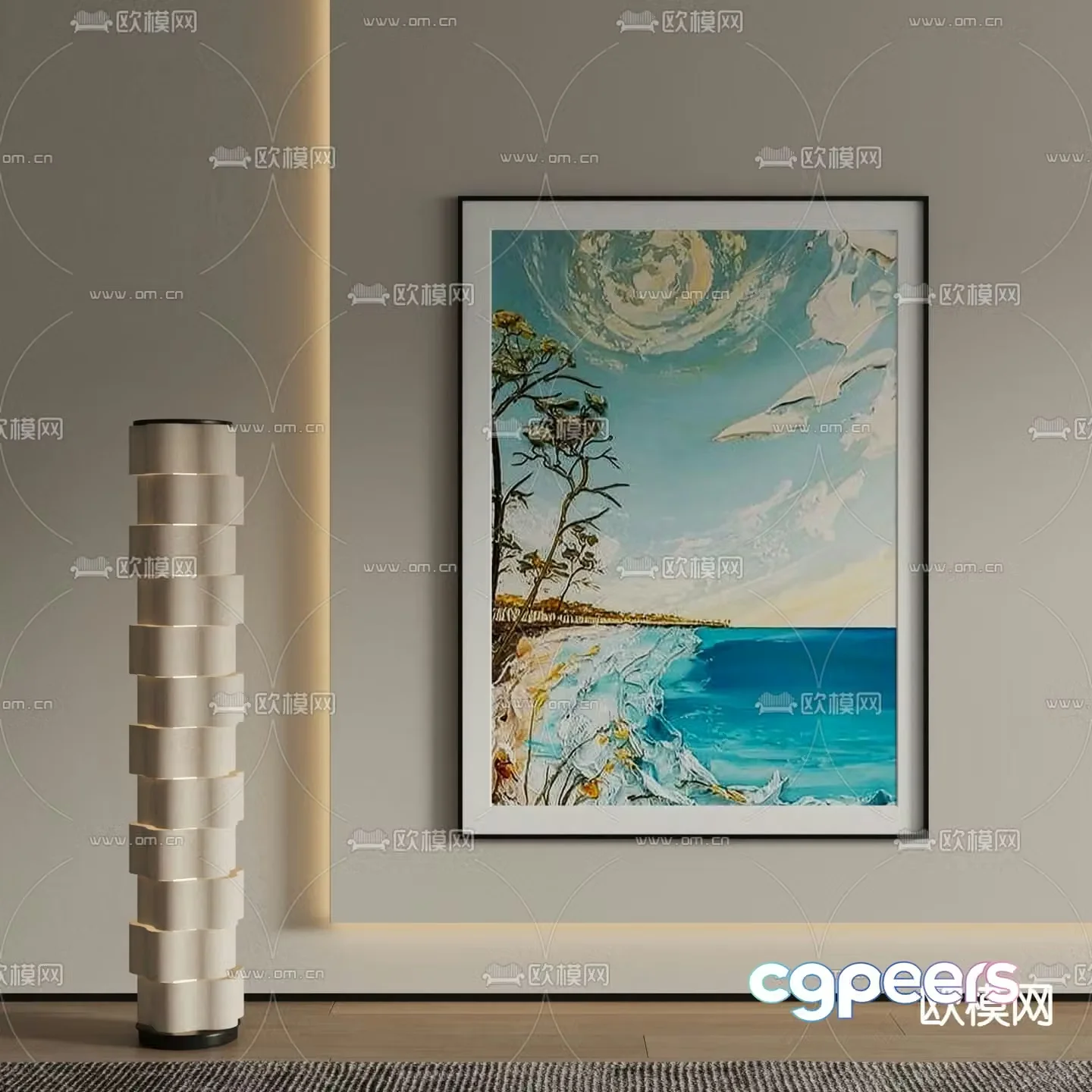 Modern decorative painting oil painting landscape painting 3d model
