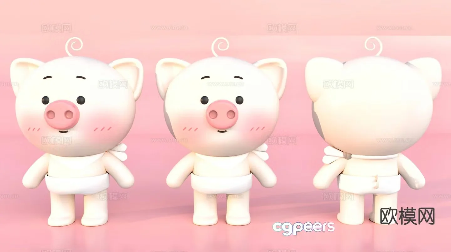 Cartoon pig cute pig toy ornament 3d model