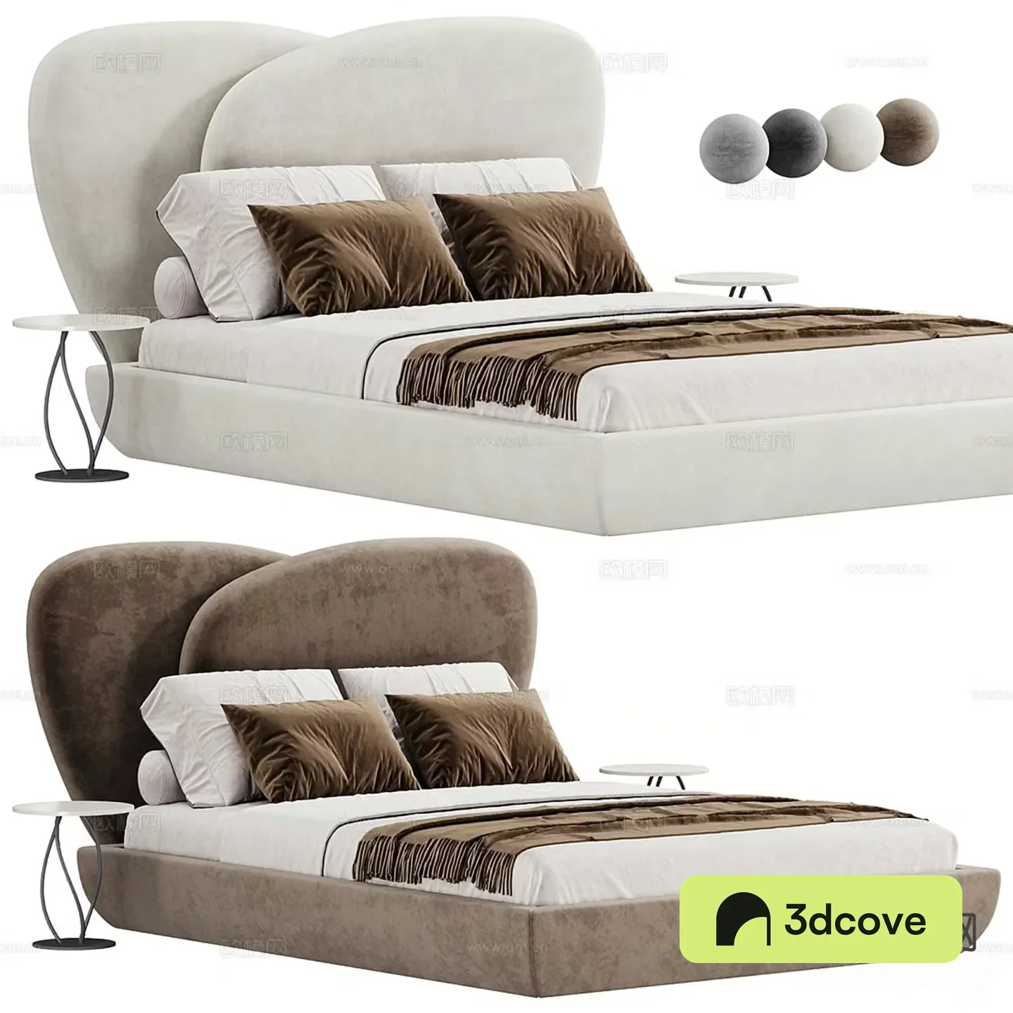 Modern double bed curved bed