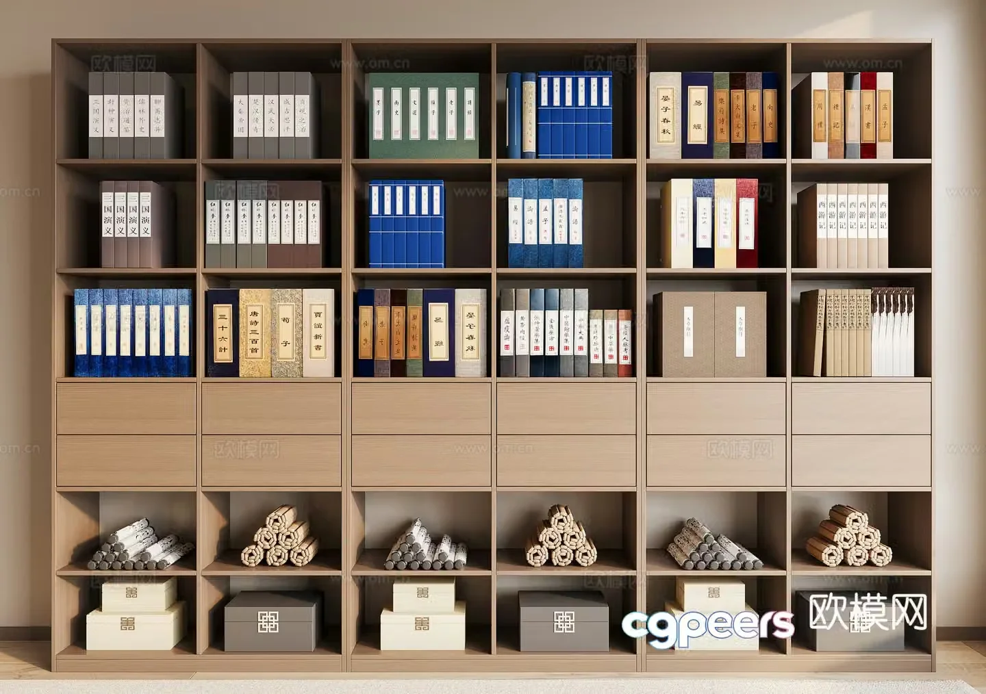 Bookshelf Chinese books New Chinese books Ancient books Floor-standing bookcase 3D model