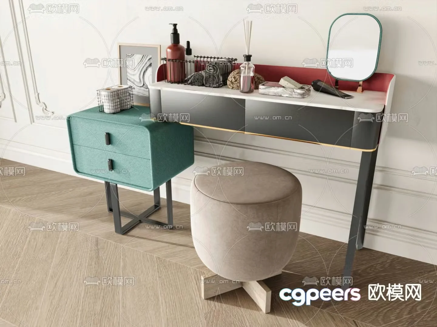 Light luxury dressing table 3D model