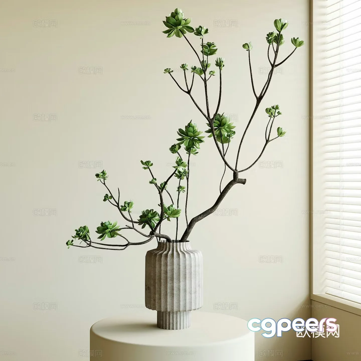 Modern vase flower art 3d model