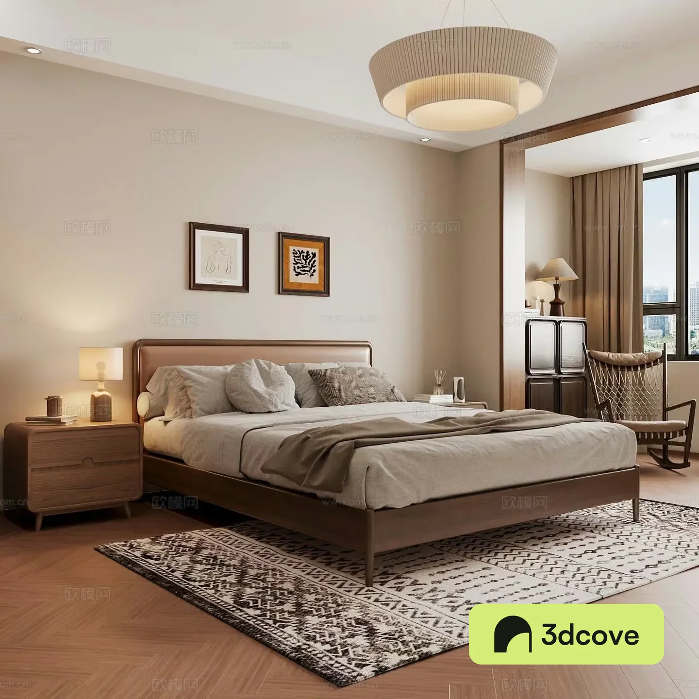 Middle-aged home bedroom Wasabi style bedroom Secondary bedroom Master bedroom Bathroom Window bedroom 3D model